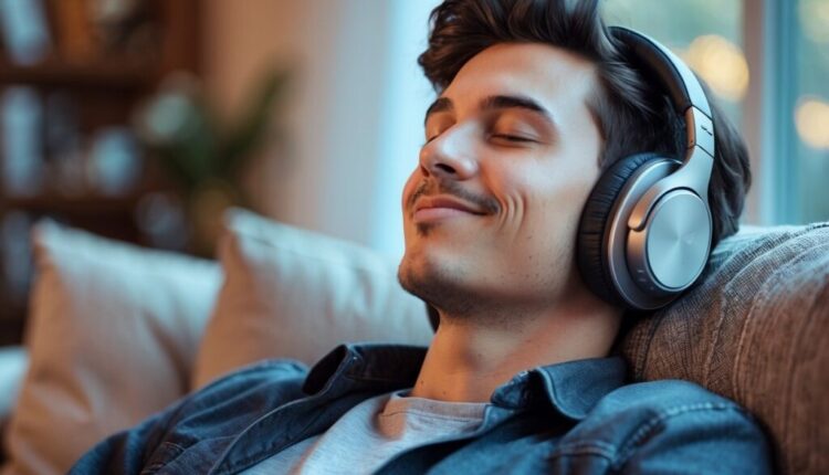 Homem com fones de ouvido